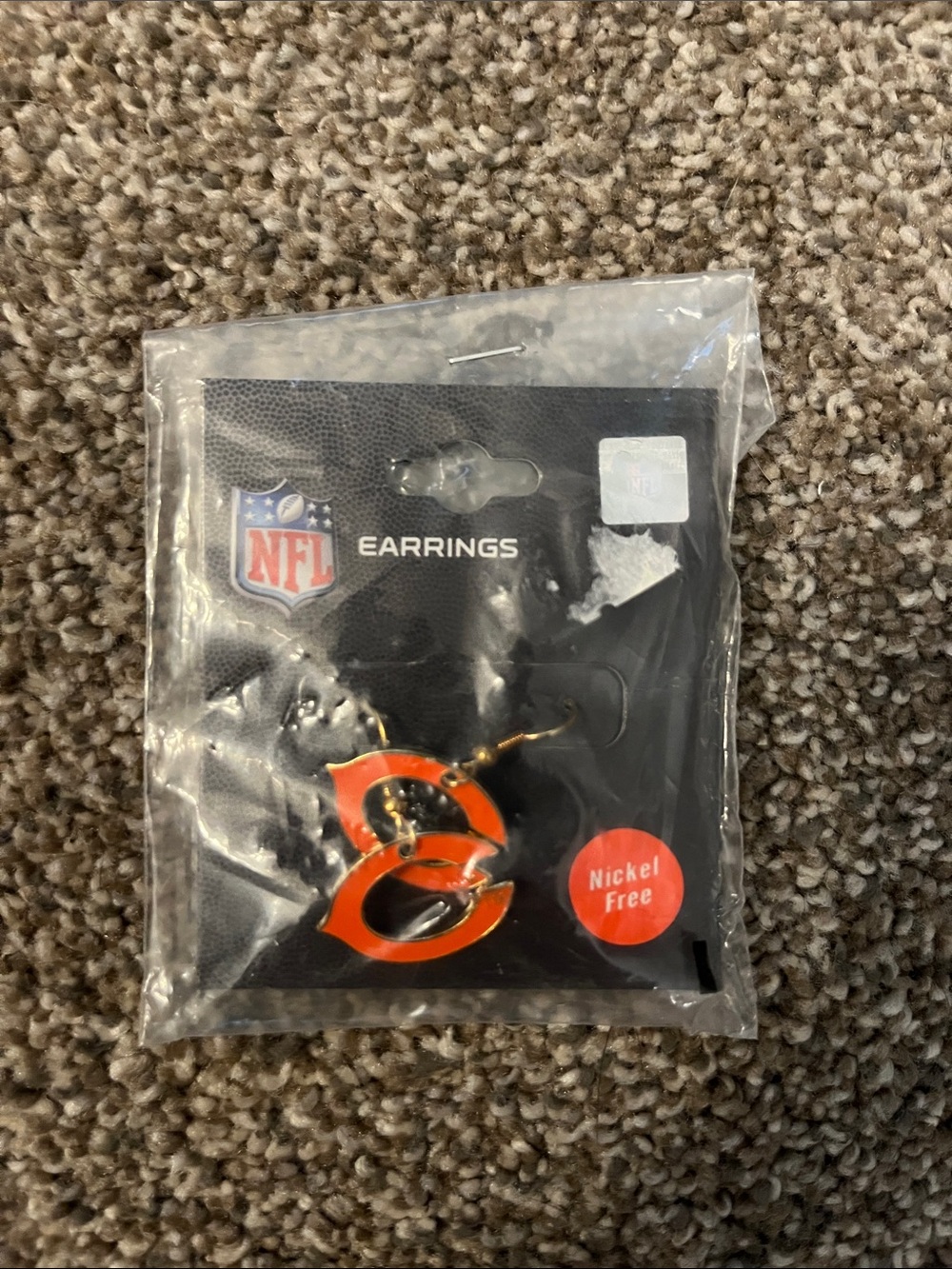 NFL Chicago Bears Orange and Black Logo Drop Earrings